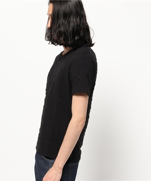 VENCEEXCHANGE（ヴァンスエクスチェンジ）の「膨れジャカード半袖Tシャツ    （Tシャツ/カットソー・メンズ・ブラック/ネイビー/グレー/ホワイト/オリーブ・LARGE/MEDIUM）」の9枚目の写真