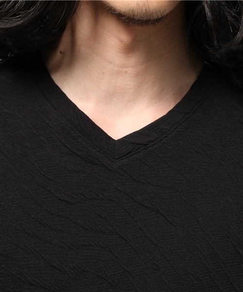 VENCEEXCHANGE（ヴァンスエクスチェンジ）の「膨れジャカード半袖Tシャツ    （Tシャツ/カットソー・メンズ・ブラック/ネイビー/グレー/ホワイト/オリーブ・LARGE/MEDIUM）」の6枚目の写真