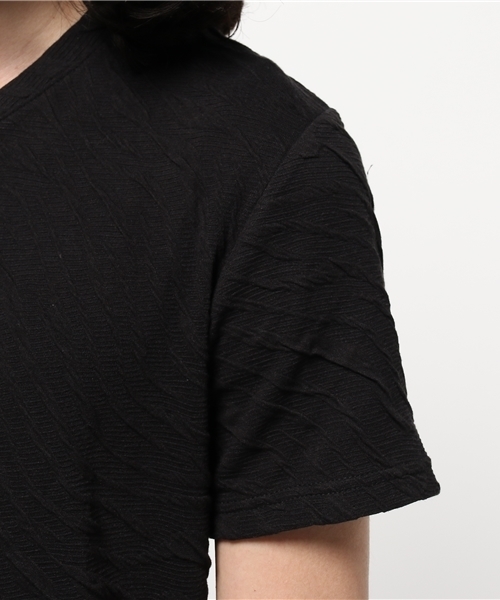 VENCEEXCHANGE（ヴァンスエクスチェンジ）の「膨れジャカード半袖Tシャツ    （Tシャツ/カットソー・メンズ・ブラック/ネイビー/グレー/ホワイト/オリーブ・LARGE/MEDIUM）」の7枚目の写真