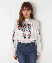 SLY | FLOWER EMBROIDERY BL(Tシャツ/カットソー)