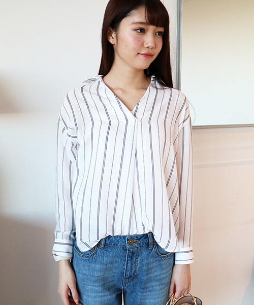 N.（N. Natural Beauty Basic）（エヌエヌナチュラルビューティーベーシック）の「ウォッシャブルビエラブラウス（シャツ/ブラウス・レディース・ホワイト系その他/ピンク/ネイビー/ホワイト・MEDIUM）」の2枚目の写真