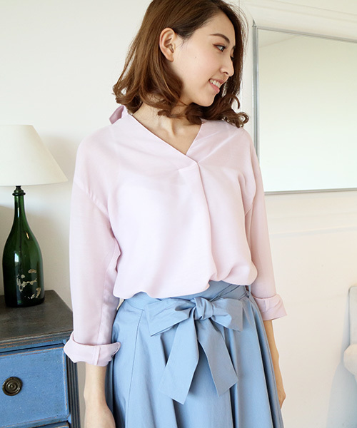 N.（N. Natural Beauty Basic）（エヌエヌナチュラルビューティーベーシック）の「ウォッシャブルビエラブラウス（シャツ/ブラウス・レディース・ホワイト系その他/ピンク/ネイビー/ホワイト・MEDIUM）」の4枚目の写真