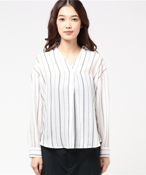 N.（N. Natural Beauty Basic）（エヌエヌナチュラルビューティーベーシック）の「ウォッシャブルビエラブラウス（シャツ/ブラウス・レディース・ホワイト系その他/ピンク/ネイビー/ホワイト・MEDIUM）」の5枚目の写真