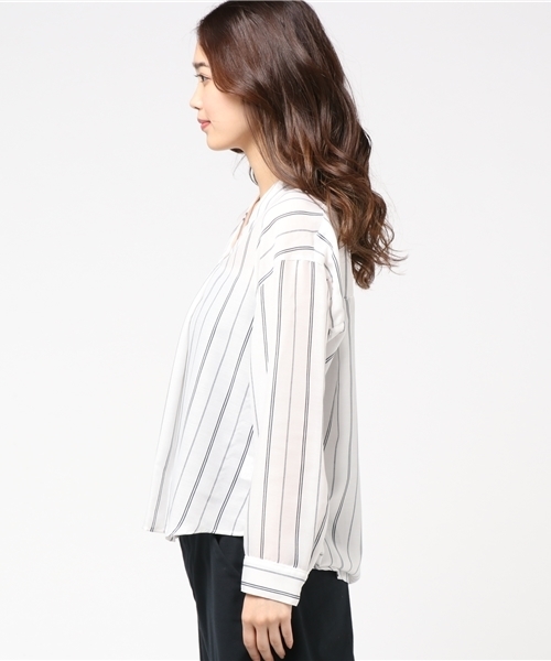 N.（N. Natural Beauty Basic）（エヌエヌナチュラルビューティーベーシック）の「ウォッシャブルビエラブラウス（シャツ/ブラウス・レディース・ホワイト系その他/ピンク/ネイビー/ホワイト・MEDIUM）」の6枚目の写真