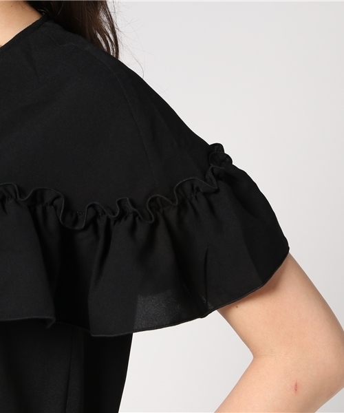 MERLOT（メルロー）の「ケープフリルオールインワン040-2776（つなぎ/オールインワン・レディース・オフホワイト/ブラック・L/M）」の12枚目の写真