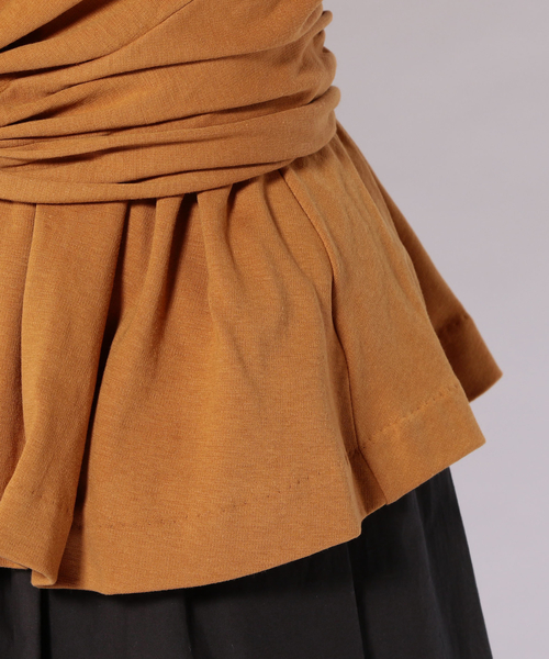 Khaju（カージュ）の「Khaju:ツイストジャージートップス（Tシャツ/カットソー・レディース・ブラック/キャメル・ONE SIZE）」の9枚目の写真