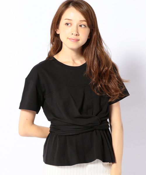 Khaju（カージュ）の「Khaju:ツイストジャージートップス（Tシャツ/カットソー・レディース・ブラック/キャメル・ONE SIZE）」の5枚目の写真