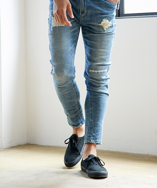 Azul By Moussy アズールバイマウジー の ドビーデニムクラッシュ リメイクスキニーパンツ その他パンツ Wear Azul By Moussy アズールバイマウジー の ドビーデニムクラッシュ リメイクスキニーパンツ その他パンツ Wear