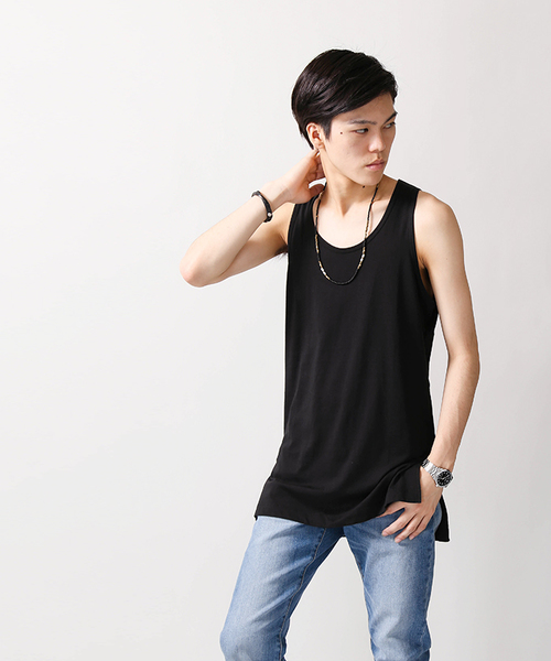 WEGO（ウィゴー）の「WEGO/サイドスリットロングタンクトップ（タンクトップ・メンズ・ホワイト系その他5/ホワイト/ワイン/ブラック・MEDIUM/LARGE）」の18枚目の写真