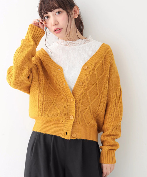 earth music&ecology（アースミュージックアンドエコロジー）の「・前後2wayケーブルニットプルオーバー（ニット/セーター・レディース・ライトグレー/パープル/ネイビー/アイボリー/マスタード/ライトベージュ・FREE）」の6枚目の写真