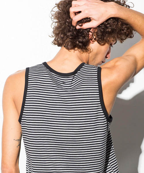 NUMBER (N)INE DENIM（ナンバーナインデニム）の「NUMBER (N)INE DENIM(ナンバーナインデニム)ボーダーロングタンクトップ（タンクトップ・メンズ・ブラック×グレー/ブラック×ホワイト・SMALL/LARGE/X-LARGE/MEDIUM）」の5枚目の写真