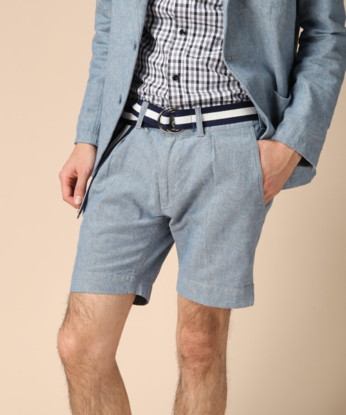 SUPERTHANKS(スーパーサンクス)の「Short pants +Stripe Belt(その他パンツ・メンズ・ネイビー/ホワイト/ブラック/ベージュ・MEDIUM/SMALL)」の4枚目の写真