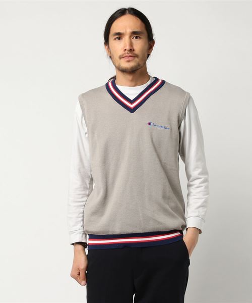 Champion Golf(チャンピオンゴルフ)の「【Champion/チャンピオン】メンズ GOLF ニットベスト(ベスト・メンズ・オフホワイト/ピンク/グレー/ブルー・MEDIUM/X-LARGE/LARGE)」の2枚目の写真