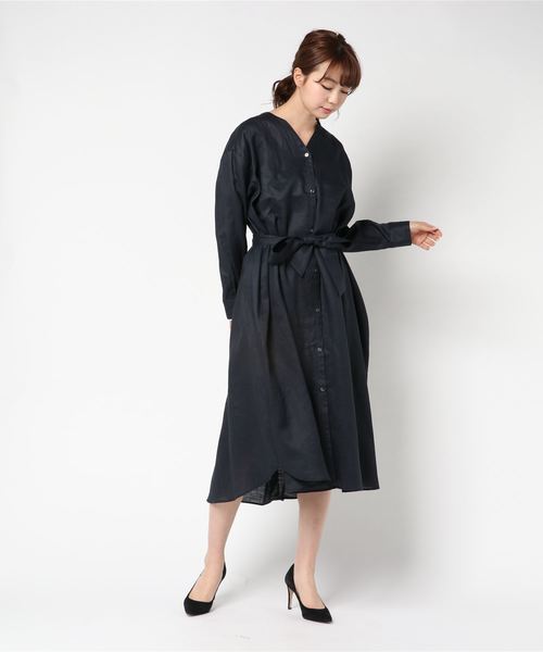 RIVE DROITE（リヴドロワ）の「リネンワンピース（ワンピース・レディース・ネイビー/グリーン・FREE）」の2枚目の写真