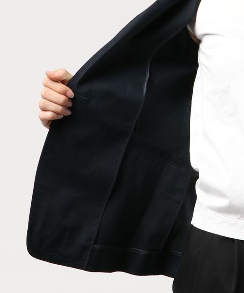 NARACAMICIE（ナラカミーチェ）の「【セットアップスーツ対応】麻ストレッチ七分袖スタンドカラージャケット（スーツジャケット・レディース・ベージュ/ホワイト/ネイビー・MEDIUM/SMALL/LARGE）」の18枚目の写真