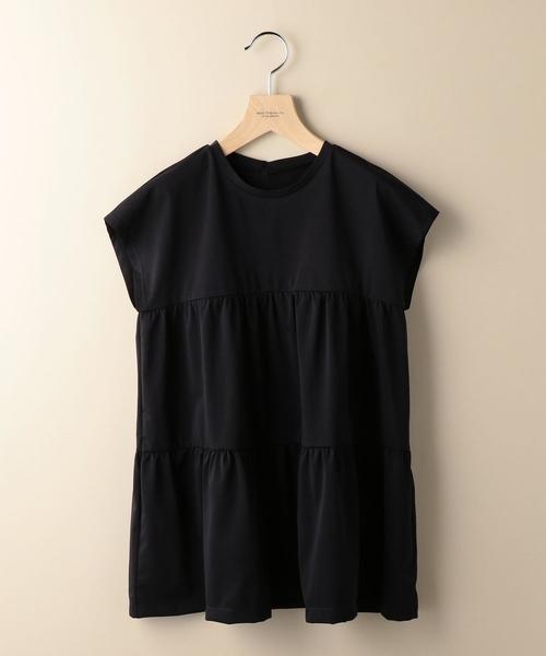 BEAUTY&YOUTH UNITED ARROWS（ビューティーアンドユースユナイテッドアローズ）の「BY ティアードフレンチスリーブカットソー о（Tシャツ/カットソー・レディース・ブラック/ホワイト/ダークグリーン・FREE）」の6枚目の写真