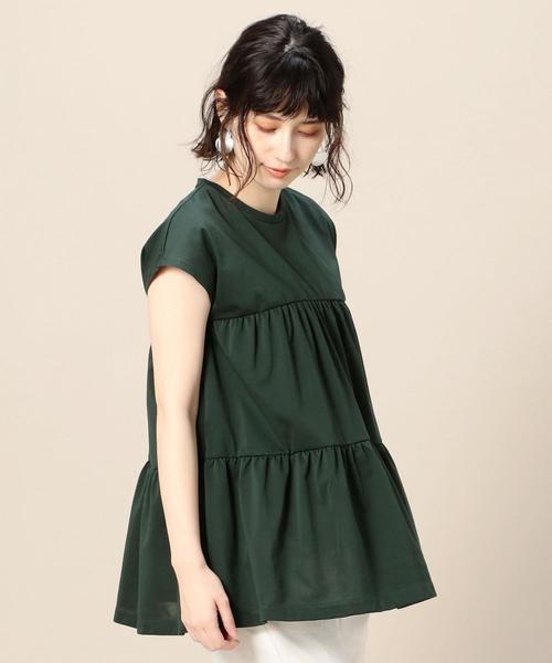 BEAUTY&YOUTH UNITED ARROWS（ビューティーアンドユースユナイテッドアローズ）の「BY ティアードフレンチスリーブカットソー о（Tシャツ/カットソー・レディース・ブラック/ホワイト/ダークグリーン・FREE）」の12枚目の写真