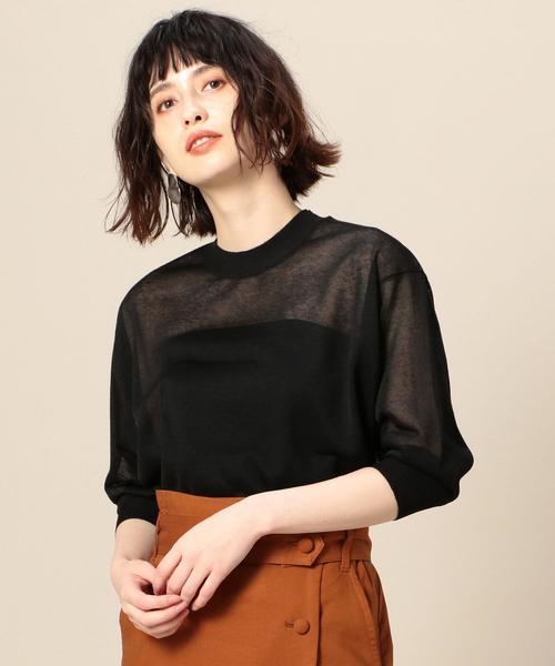 新品　BEAUTY&YOUTH シアークルーネック シアー クルーネック カーディガン ―ウォッシャブル―