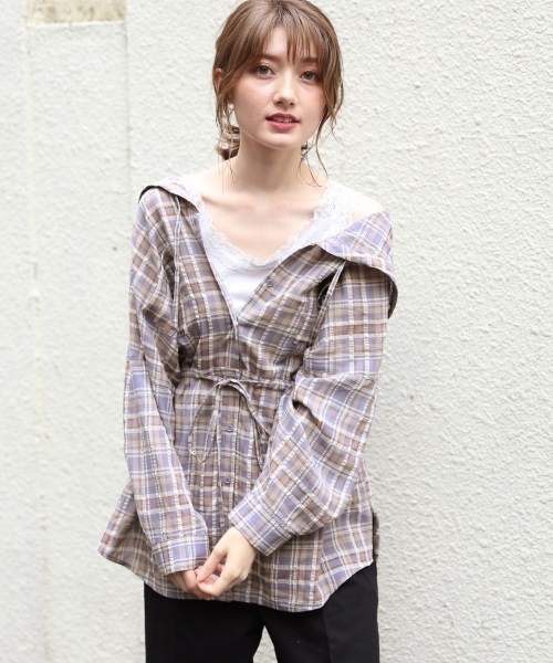 Heather（ヘザー）の「BIGフードチェックシャツ 803076（シャツ