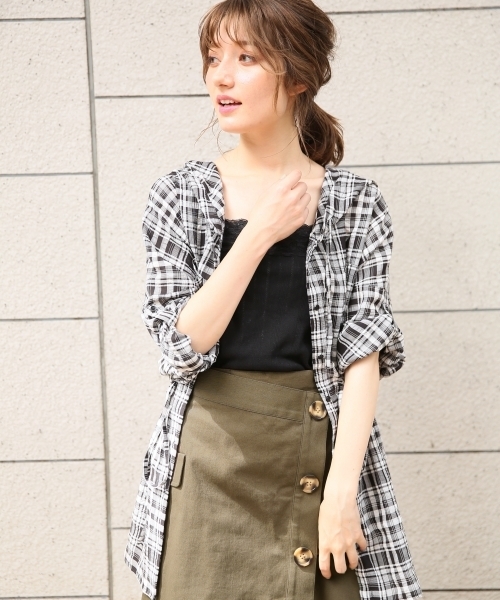 Heather（ヘザー）の「ＢＩＧフードチェックシャツ　　803076（シャツ/ブラウス・レディース・ホワイト×ブラック/ブラウン系その他/パープル系その他・FREE）」の14枚目の写真