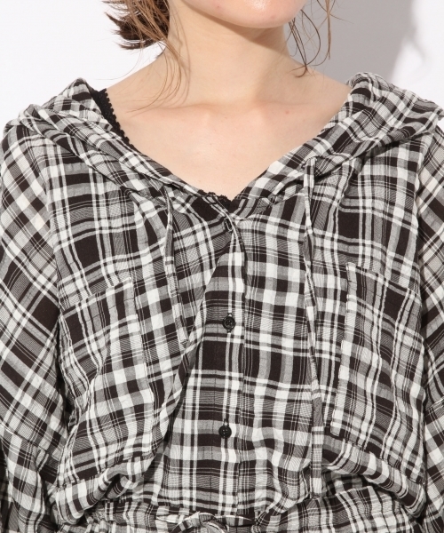 Heather（ヘザー）の「ＢＩＧフードチェックシャツ　　803076（シャツ/ブラウス・レディース・ホワイト×ブラック/ブラウン系その他/パープル系その他・FREE）」の17枚目の写真