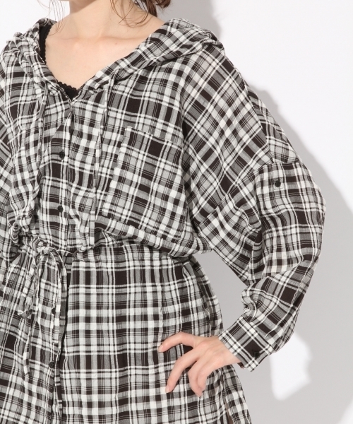 Heather（ヘザー）の「ＢＩＧフードチェックシャツ　　803076（シャツ/ブラウス・レディース・ホワイト×ブラック/ブラウン系その他/パープル系その他・FREE）」の18枚目の写真