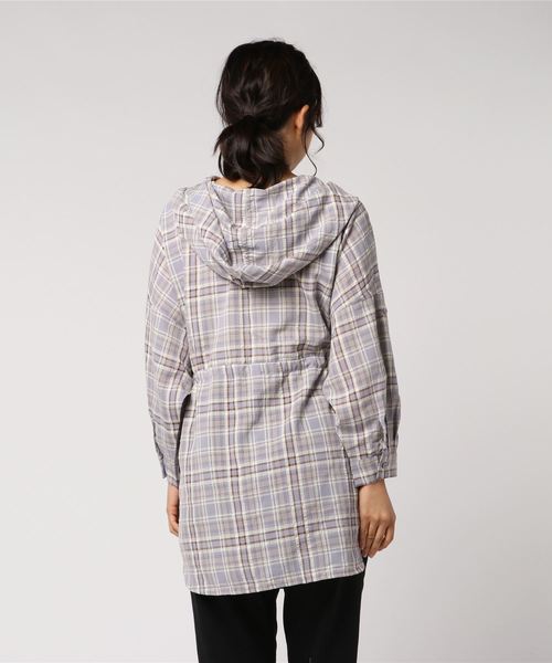 Heather（ヘザー）の「ＢＩＧフードチェックシャツ　　803076（シャツ/ブラウス・レディース・ホワイト×ブラック/ブラウン系その他/パープル系その他・FREE）」の5枚目の写真