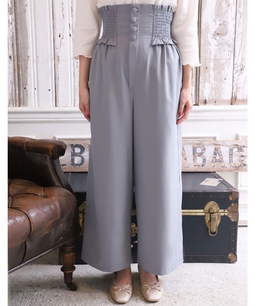 one after another NICE CLAUP（ワンアフターアナザーナイスクラップ）の「シャーリングサス付き パンツ（その他パンツ・レディース・ブラック/ネイビー/サックスブルー/グレー系その他/チェック・FREE）」の3枚目の写真