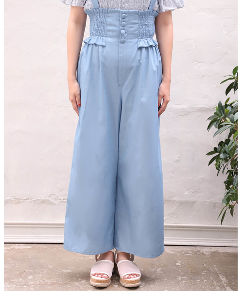 one after another NICE CLAUP（ワンアフターアナザーナイスクラップ）の「シャーリングサス付き パンツ（その他パンツ・レディース・ブラック/ネイビー/サックスブルー/グレー系その他/チェック・FREE）」の2枚目の写真