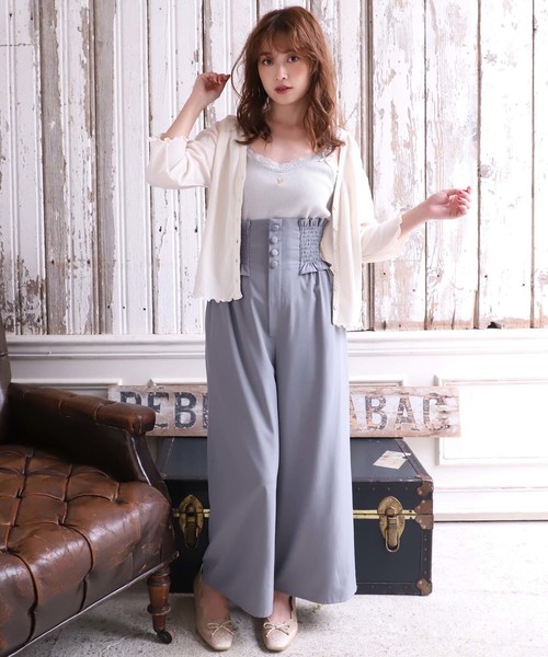 one after another NICE CLAUP（ワンアフターアナザーナイスクラップ）の「シャーリングサス付き パンツ（その他パンツ・レディース・ブラック/ネイビー/サックスブルー/グレー系その他/チェック・FREE）」の6枚目の写真