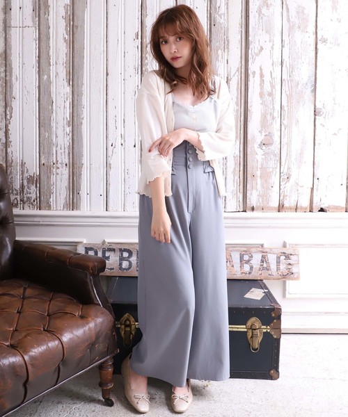 one after another NICE CLAUP（ワンアフターアナザーナイスクラップ）の「シャーリングサス付き パンツ（その他パンツ・レディース・ブラック/ネイビー/サックスブルー/グレー系その他/チェック・FREE）」の7枚目の写真