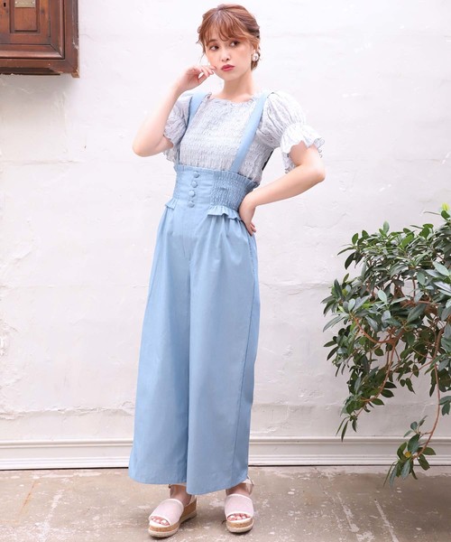 one after another NICE CLAUP（ワンアフターアナザーナイスクラップ）の「シャーリングサス付き パンツ（その他パンツ・レディース・ブラック/ネイビー/サックスブルー/グレー系その他/チェック・FREE）」の9枚目の写真