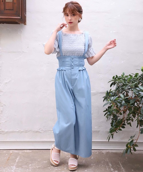 one after another NICE CLAUP（ワンアフターアナザーナイスクラップ）の「シャーリングサス付き パンツ（その他パンツ・レディース・ブラック/ネイビー/サックスブルー/グレー系その他/チェック・FREE）」の10枚目の写真