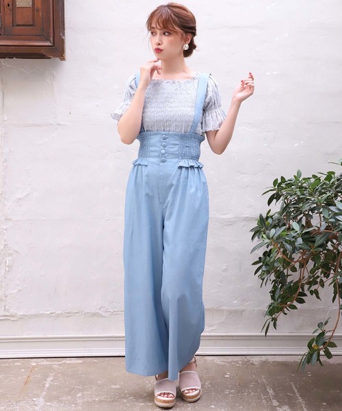 one after another NICE CLAUP（ワンアフターアナザーナイスクラップ）の「シャーリングサス付き パンツ（その他パンツ・レディース・ブラック/ネイビー/サックスブルー/グレー系その他/チェック・FREE）」の12枚目の写真