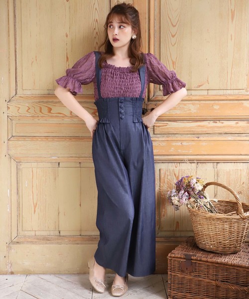 one after another NICE CLAUP（ワンアフターアナザーナイスクラップ）の「シャーリングサス付き パンツ（その他パンツ・レディース・ブラック/ネイビー/サックスブルー/グレー系その他/チェック・FREE）」の15枚目の写真