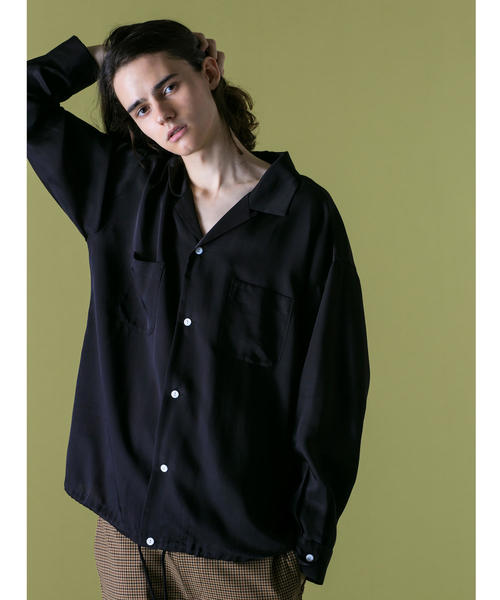 MONKEY TIME（モンキータイム）の「＜monkey time＞ RAYON TWILL OPEN SHIRT/シャツ ◆（シャツ/ブラウス・メンズ・ブラック/ダークグリーン/ライトグレー・LARGE/MEDIUM/SMALL/X-LARGE）」の2枚目の写真