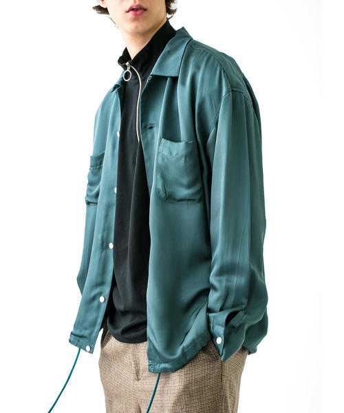 MONKEY TIME（モンキータイム）の「＜monkey time＞ RAYON TWILL OPEN SHIRT/シャツ ◆（シャツ/ブラウス・メンズ・ブラック/ダークグリーン/ライトグレー・LARGE/MEDIUM/SMALL/X-LARGE）」の3枚目の写真