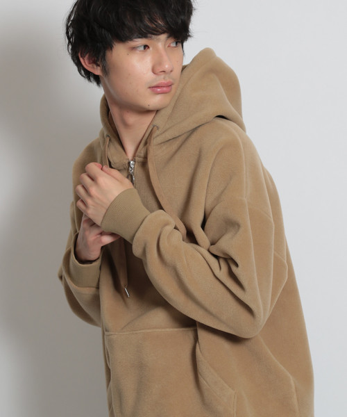 niko and...(ニコアンド)の「フリースハーフジップパーカー(パーカー・メンズ・ブラック/ベージュ/オレンジ/チャコール・MEDIUM/LARGE)」の3枚目の写真