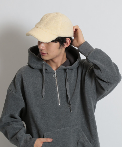 niko and...(ニコアンド)の「フリースハーフジップパーカー(パーカー・メンズ・ブラック/ベージュ/オレンジ/チャコール・MEDIUM/LARGE)」の2枚目の写真