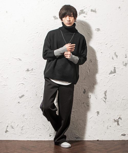 MinoriTY（マイノリティ）の「オーバーサイズ袖切り替えタートルネックニット（ニット/セーター・メンズ・グレー/ブラック/グリーン/テラコッタ・M/L）」の18枚目の写真