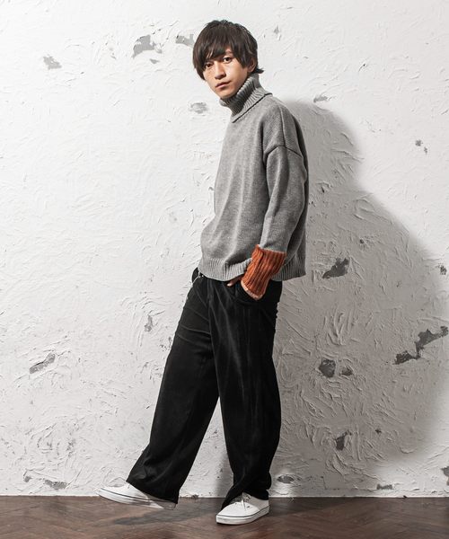 MinoriTY（マイノリティ）の「オーバーサイズ袖切り替えタートルネックニット（ニット/セーター・メンズ・グレー/ブラック/グリーン/テラコッタ・M/L）」の14枚目の写真
