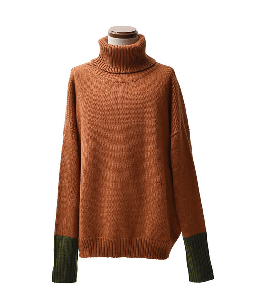 MinoriTY（マイノリティ）の「オーバーサイズ袖切り替えタートルネックニット（ニット/セーター・メンズ・グレー/ブラック/グリーン/テラコッタ・M/L）」の19枚目の写真