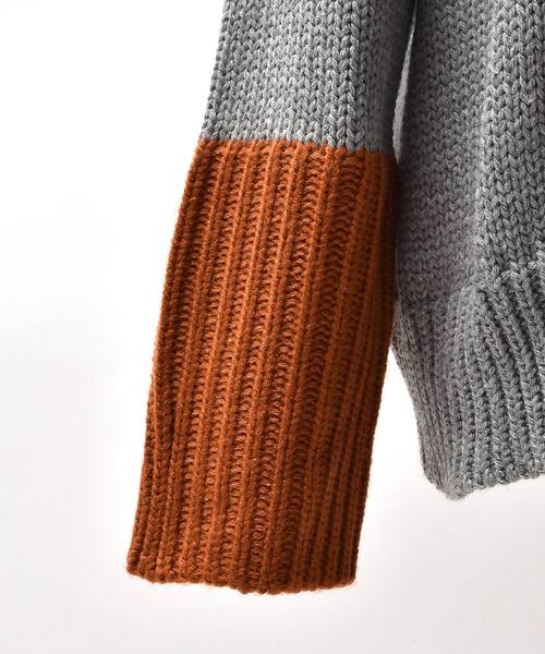 MinoriTY（マイノリティ）の「オーバーサイズ袖切り替えタートルネックニット（ニット/セーター・メンズ・グレー/ブラック/グリーン/テラコッタ・M/L）」の6枚目の写真