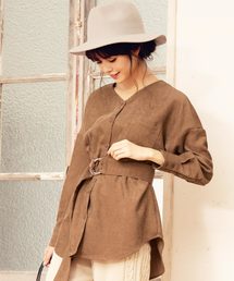 共布ベルト付き2WAYコーデュロイシャツ＊レディース/トップス[C3549]神戸レタス