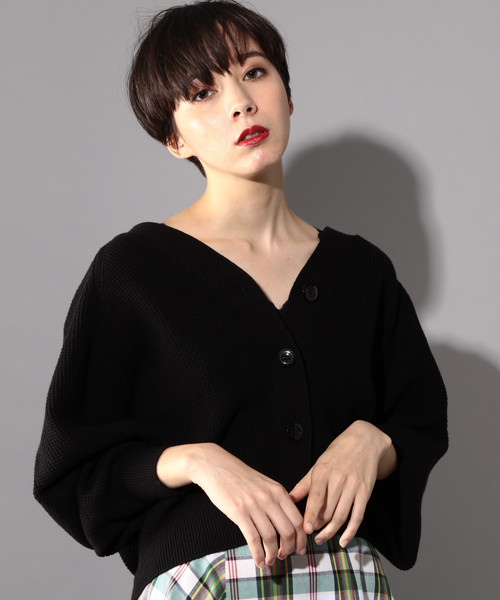 PAGEBOY(ページボーイ)の「ワッフルショートカーディガン(カーディガン/ボレロ・レディース・オフホワイト/ブラック/ベージュ/ライム・FREE)」の2枚目の写真