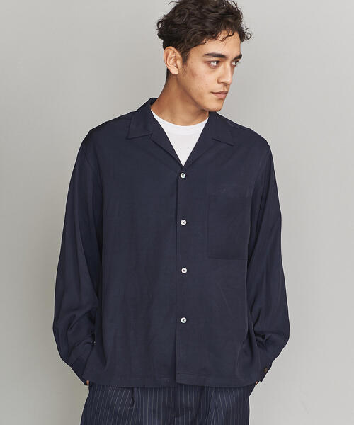 BEAUTY&YOUTH UNITED ARROWS（ビューティーアンドユースユナイテッドアローズ）の「BY レーヨン オープンカラー ワイドフォルム シャツ о（シャツ/ブラウス・メンズ・ネイビー/ブラウン/ダークグリーン・X-LARGE/LARGE/SMALL/MEDIUM）」の3枚目の写真
