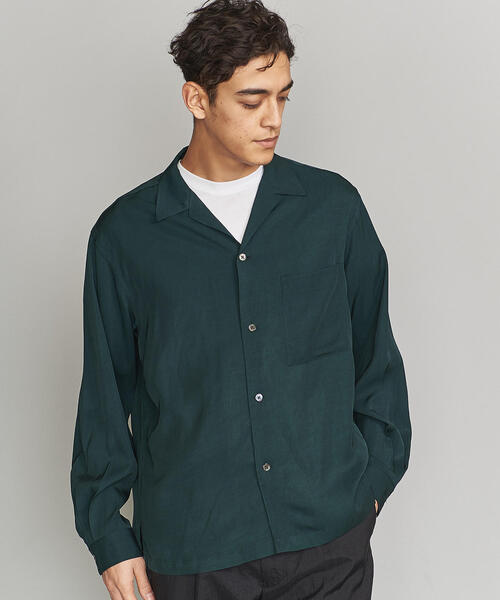 BEAUTY&YOUTH UNITED ARROWS（ビューティーアンドユースユナイテッドアローズ）の「BY レーヨン オープンカラー ワイドフォルム シャツ о（シャツ/ブラウス・メンズ・ネイビー/ブラウン/ダークグリーン・X-LARGE/LARGE/SMALL/MEDIUM）」の12枚目の写真