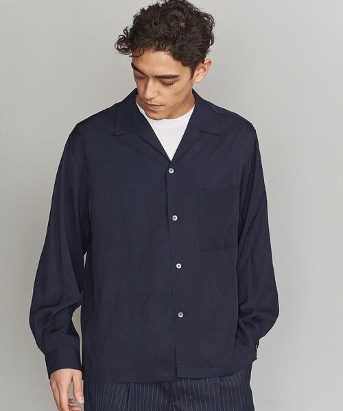 BEAUTY&YOUTH UNITED ARROWS（ビューティーアンドユースユナイテッドアローズ）の「BY レーヨン オープンカラー ワイドフォルム シャツ о（シャツ/ブラウス・メンズ・ネイビー/ブラウン/ダークグリーン・X-LARGE/LARGE/SMALL/MEDIUM）」の15枚目の写真