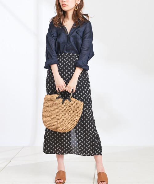 natural couture（ナチュラルクチュール）の「小花柄マーメイドフレアスカート（スカート・レディース・ブラック/ベージュ/グリーン/イエロー/クリーム/ラベンダー/ブラック系その他・FREE）」の4枚目の写真