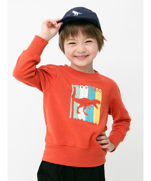 earth music&ecology(アースミュージックアンドエコロジー)の「ダイナソートレーナー ●(Tシャツ/カットソー・キッズ・ライトブルー/オレンジ/杢グレー・100/110/120)」の1枚目の写真